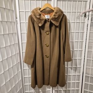 Vintage Cashmere Coat Mink Colar Sz M